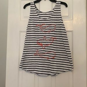 Loft size large EUC navy and white striped tank weigh coral whales. Very soft